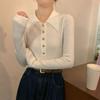 Herbst- und Winter-Polokragen Rippstrickpullover Damen Hochwertige Metallschnalle Innenoberteil Temperament Vielseitig Unterzieher Strickpullover Trend