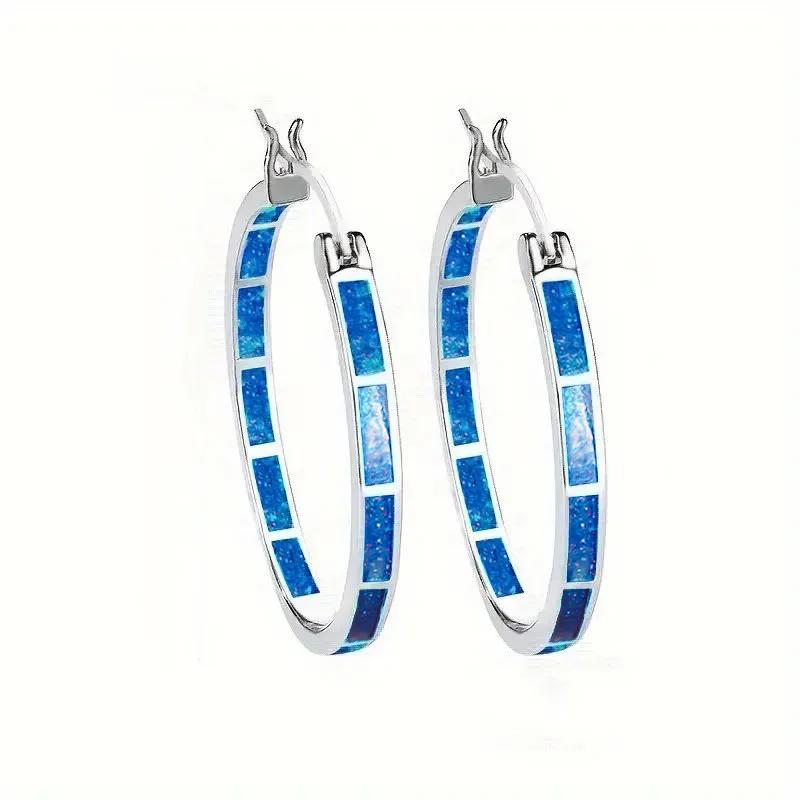 Exaggerated Classic Trendy Accessories For Attending Banquets, European And American Blue Handmade Enamel Earrings