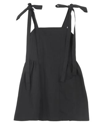 Kobe Lettuce Women's Mini Dress Tunic with Ribbon and Tiered Bustier, Spring/Summer [E3471], Size M, Black