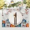 Fall Pumpkins Maple Leaf Placemats Party Decor Washable Thanksgiving Autumn Harvest Kitchen Dining Table Mats Autumn Decorations