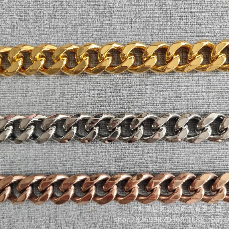 19mm Stainless Steel Dog Collar Anti-Bite Gold Pet Necklace Dogs