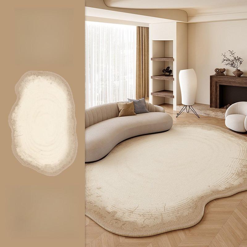 Unregelmäßige Form Wohnzimmer Dekoration Großer Teppich Cremefarbene Stil Teppiche für Schlafzimmer Flauschig Weicher Lounge Teppich Verdickte Plüsch Bodenmatte