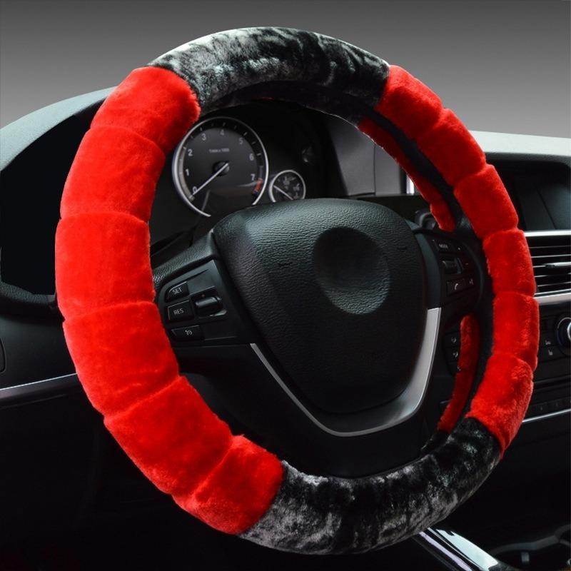 Women's Winter Warm Fluffy Steering Wheel Cover with Plush Furry Interior & Soft Grip - 38cm Cute Steering Wheel Cover