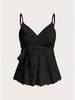 2026 V-Neck Waist-Cinching Ruffled Camisole for Women - European/American Style, Slimming Sleeveless Top
