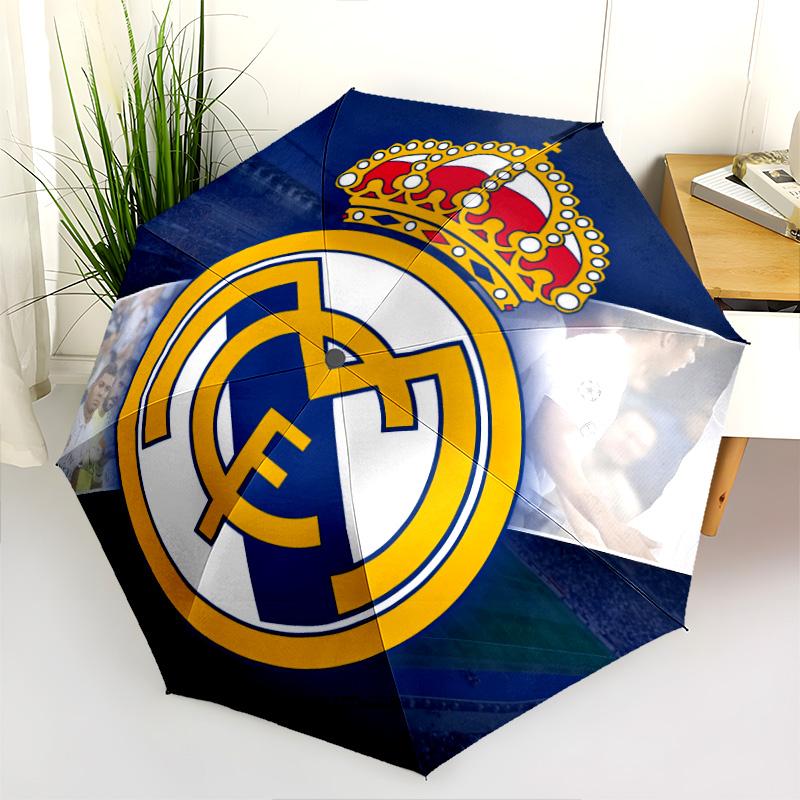Real Madrid CF  pattern, automatic folding umbrella, portable and foldable design, 8 ribs, a Christmas or birthday gift.