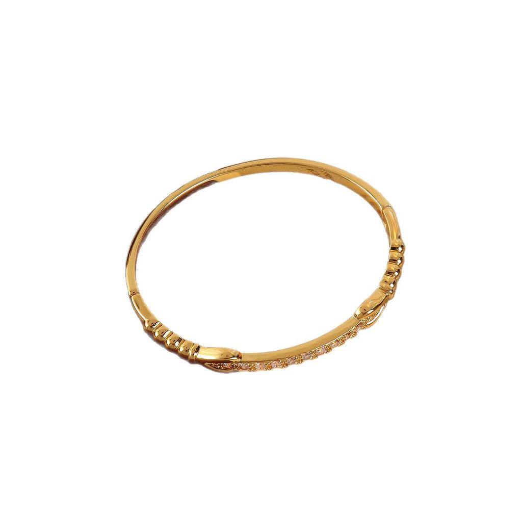 Gold-Plated Copper Zircon Double Knot Bracelet – Personalized Luxury Accessory
