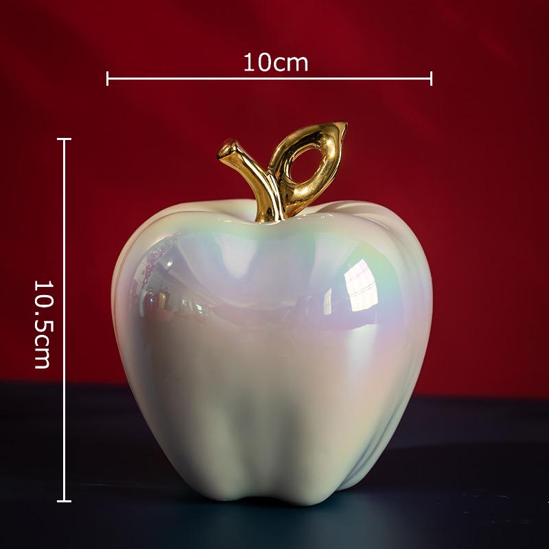 Shining Ceramic Apple Artworks Golden-plated Fruits Statue Desk Decoration Ornaments Crafts Apple Sculpture Room Aesthetic Decor