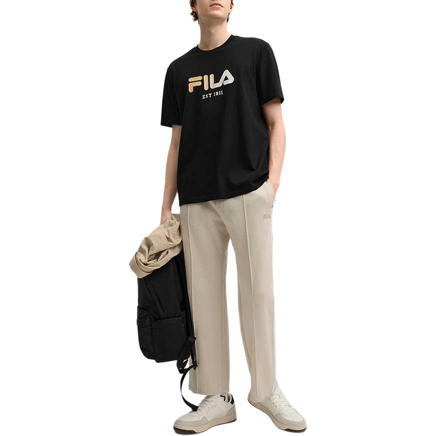 Fila Original Cool And Comfortable Breathable Skin-Friendly Short Sleeve T-Shirt Unisex Tops Black Gold Frozen-Lemon F51M519106F-BG