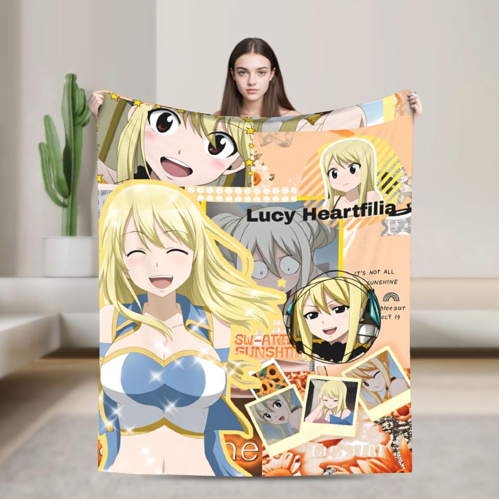 Fairy Tail Warm Soft Blanket Japanese Anime Travel Plush Throw Blanket Aesthetic Couch Chair Flannel Bedspread Sofa Bed Cover