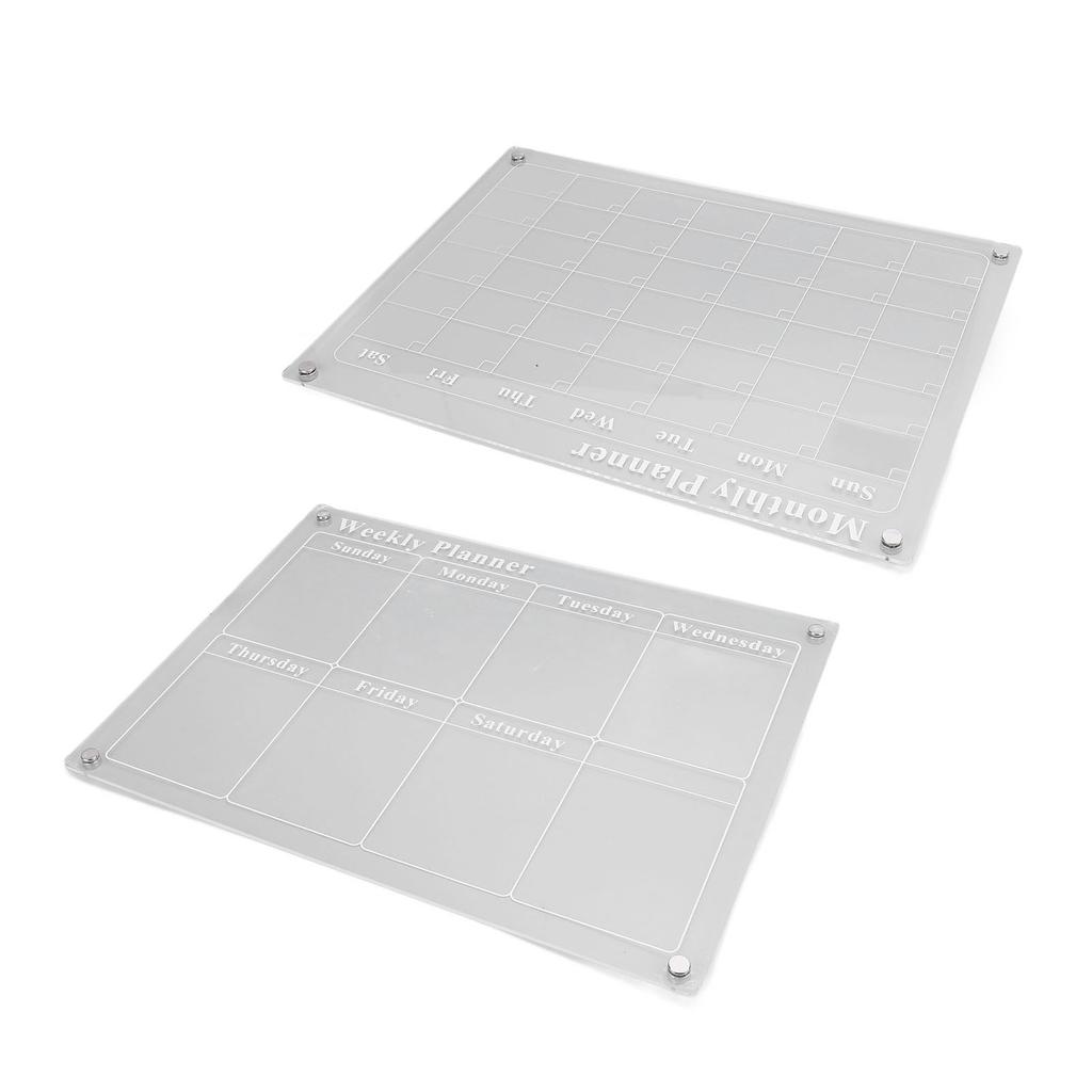 Monthly and Weekly Planning Board Set Clear Acrylic Dry Erase Board Schedule List Planner Calendar with 3 Color Pens