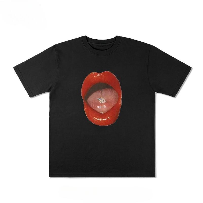 

Футболки с графикой рта для мужчин и женщин, с короткими рукавами, роскошный бренд для активного отдыха, зимнее нижнее белье, винтажная одежда K-pop Y2k 4XL