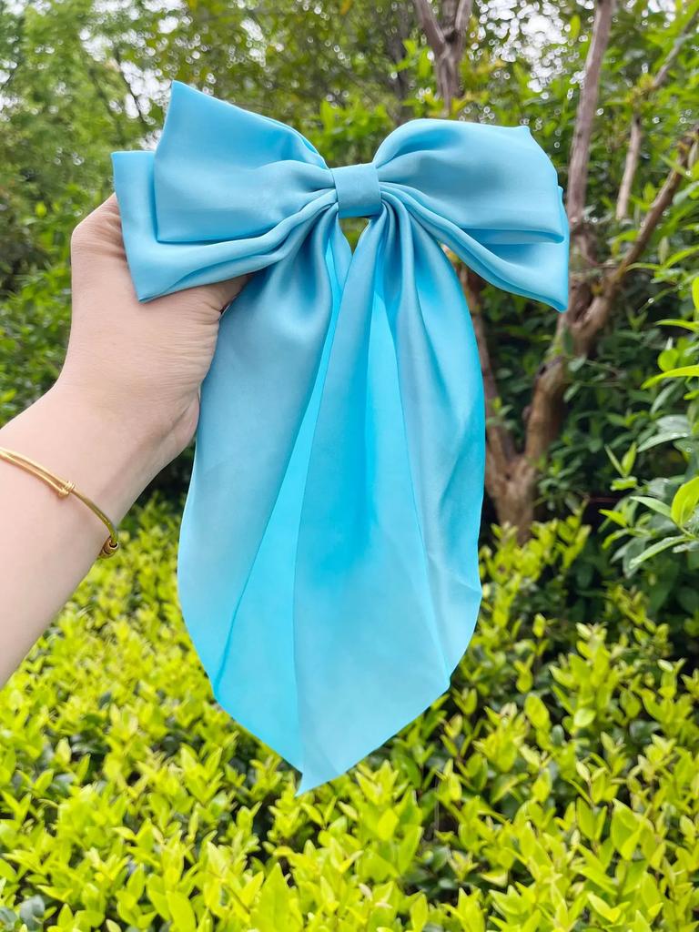 New Elegant Bow Ribbon Hair Clip Women Fashion Solid Bowknot Satin Hairpin Barrettes Girls Ponytail Clip Hair Accessories