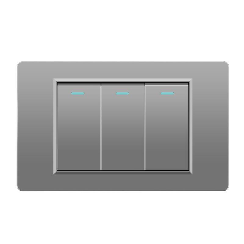 118 Type Switch Six-Hole Gray Wall Socket with Type-C 20W, Thai Style & PC Panel, Taiwan Socket