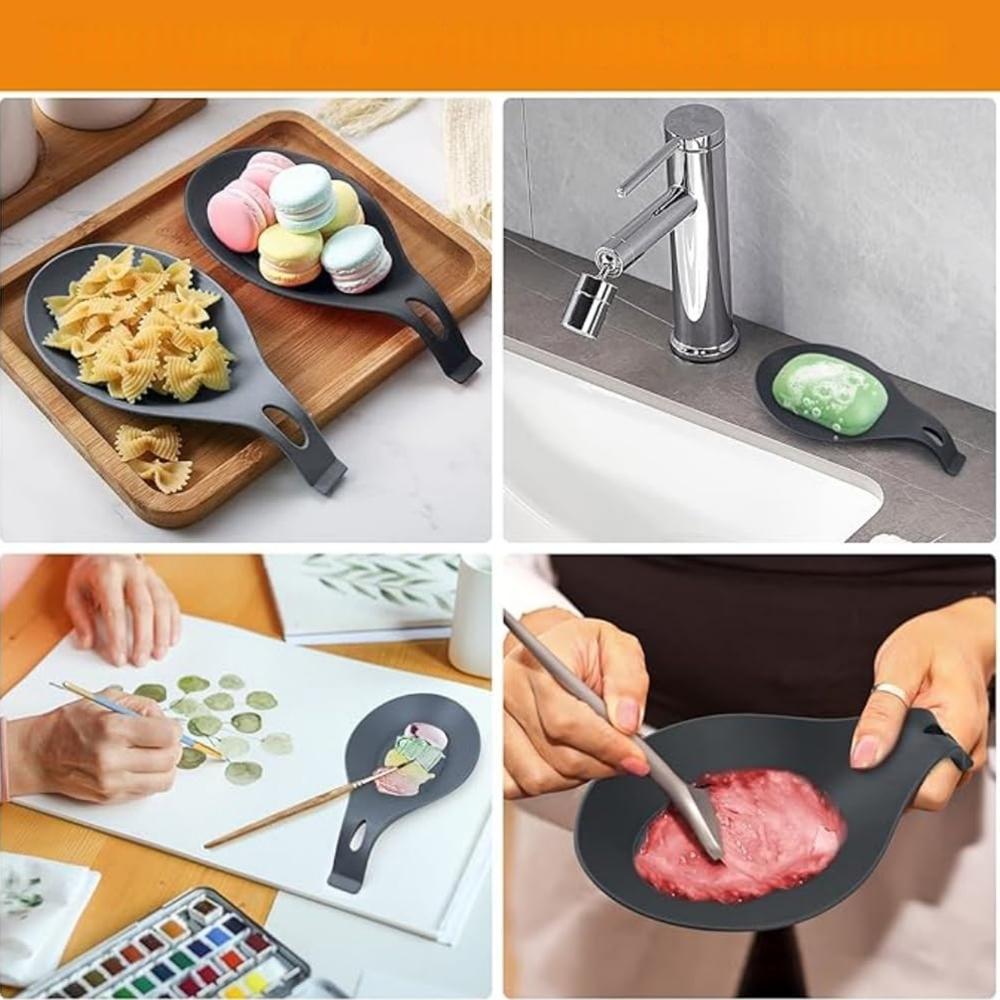 New 5pcs Silicone Spoon Rest Heat-Resistant for Kitchen Utensils Spatula, Ladles