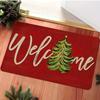 Red Welcome Christmas Door Mat, Christmas Tree Print Soft And Absorbent Floor Mat Indoor Entrance Carpet Home Decoration