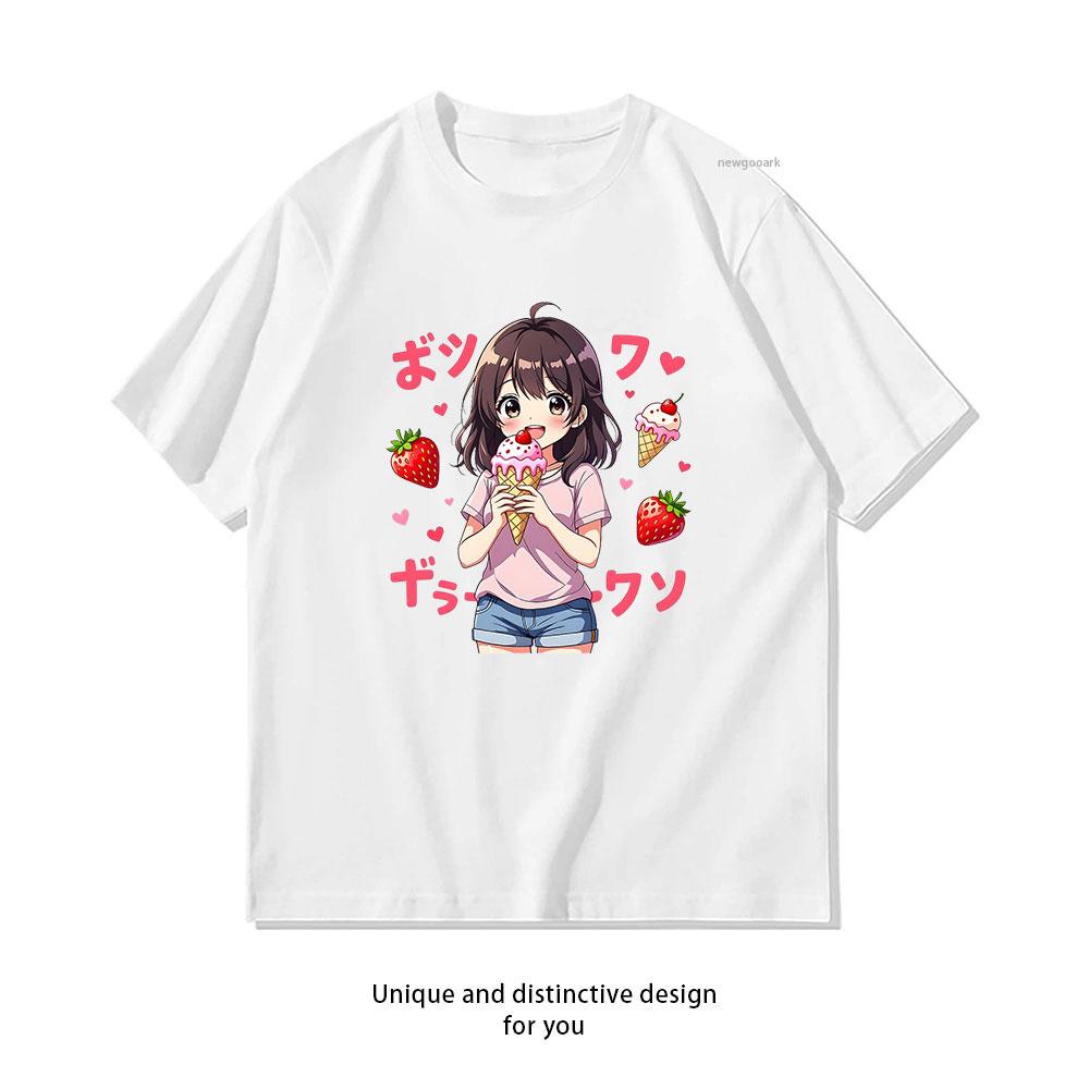 

Girl with ice cream tshirt Women Unisex Casual cotton graphic t shirts Adult streetwear camisetas tops tee Shortsleev S