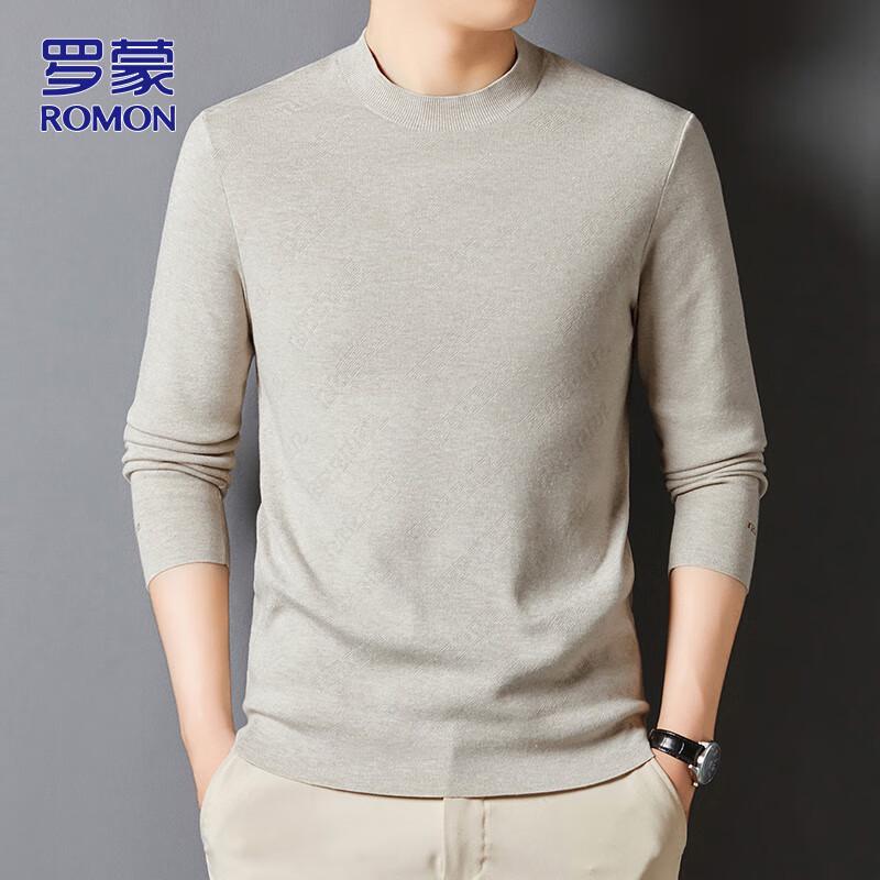 ROMON Men's Solid Crewneck Knit Sweater