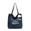 Large Capacity Denim Tote Bag With Car Stitching For Everyday Outfits