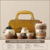 Dunhuang Ru Kiln Travel Tea Set One Pot Three Cups Portable Outdoor Tea Pot Teacup Gift