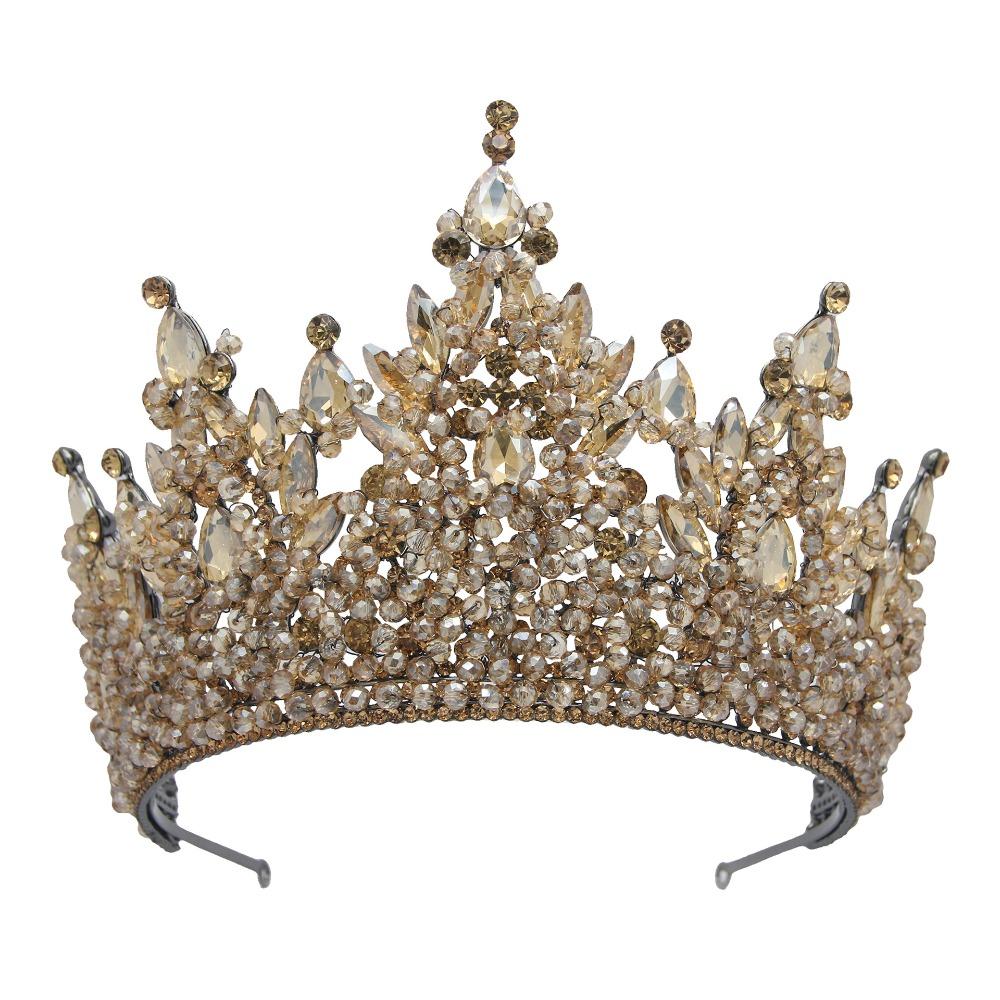 Luxury Oversized Baroque Crown Cake Decorations Electroplated Rhinestone Bridal Crowns Sparkling Headpieces Queen Princess Tiara