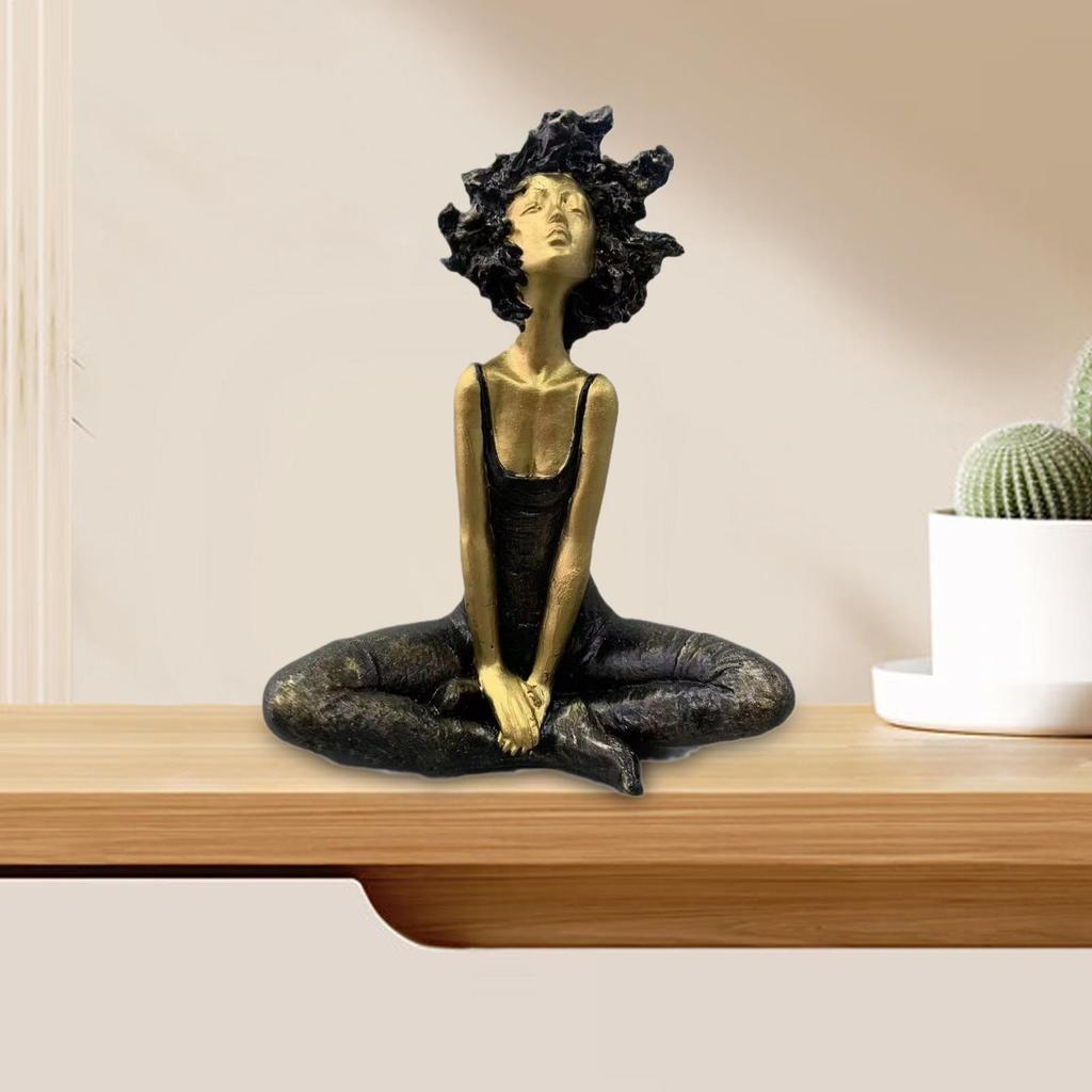 Girl Sculpture Decor Afro Girl Modern Art Figurine Resin Statue Artwork For Bedroom Living Room Study Bookshelf Dorm Apartment