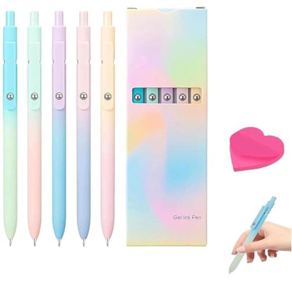 5/6Pcs Gifts Aurora Gradient Color Gel Ink Pens Low Center Gravity 0.5mm Signature Pens Push-type Quick Drying School Supplies