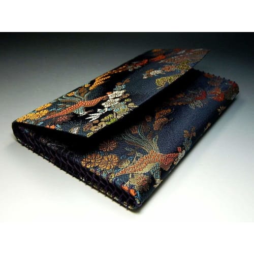 Men's Tea Ceremony Beginner's Set, Urasenke Style, Phoenix Design, Large Tri-Fold Tea Ceremony Utensil Set with Confectionery Cutter Pocket (Synthetic