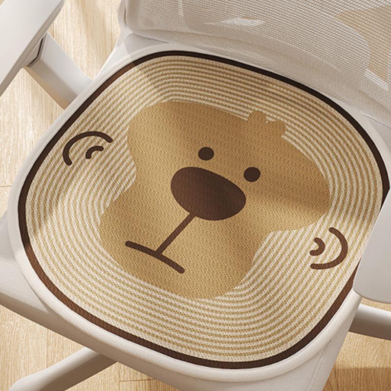 

Cartoon Ice Silk Seat Cushion Breathable Summer Chair Pad | Non-Slip Cool Mat for Long Sitting | Office Home Use (Cute Design) 40x40cm