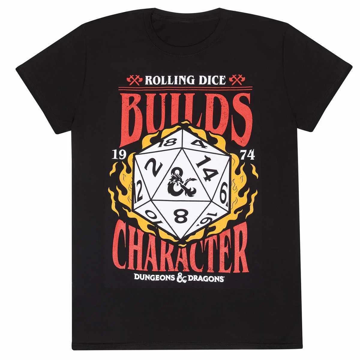 Dungeons And Dragons T-Shirt Rolling Dice Builds Character Official New Black XXXXL