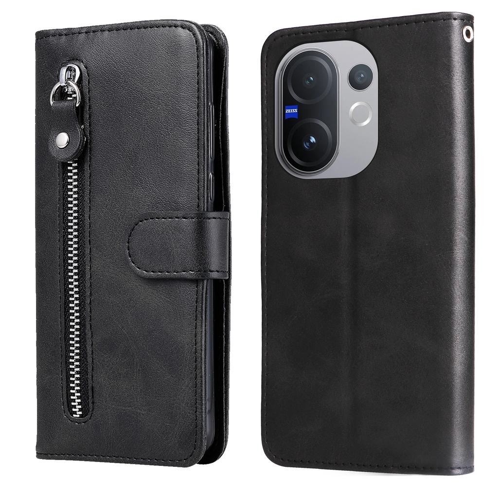 For vivo V60 5G PU Leather Cases with Zipper Pocket Wallet Phone Cover Stand