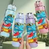 1PC Skateboard Riding Dinosaur 750ml Color Plastic Sports Water Bottle Leakproof Flip Straw Lid Suitable for Sports Office Home Use