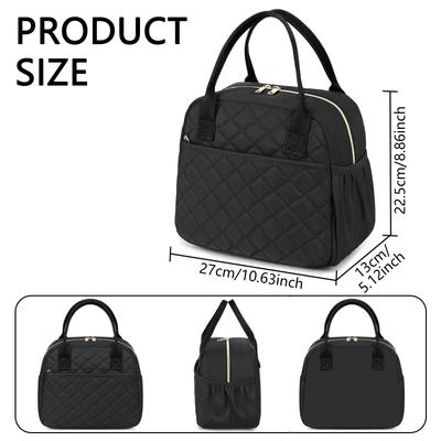 Izolowana, chłodzona, izolowana, szczelna, pikowana, torba na lunch wielokrotnego użytku, odpowiednia do pracy, podróży, na pikniki.zwq