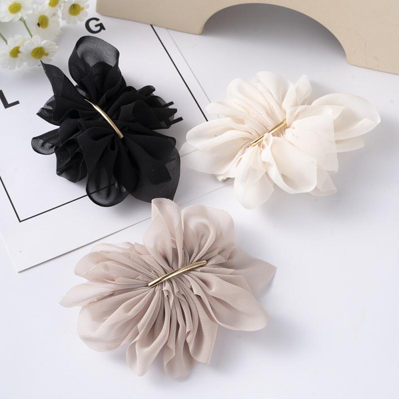 Große Frühling Haar Klaue Clips Frauen Metall Chiffon Blumen Pferdeschwanz Halter Haarnadel Haarspangen Mode Mädchen Haar Zubehör Hairgrip
