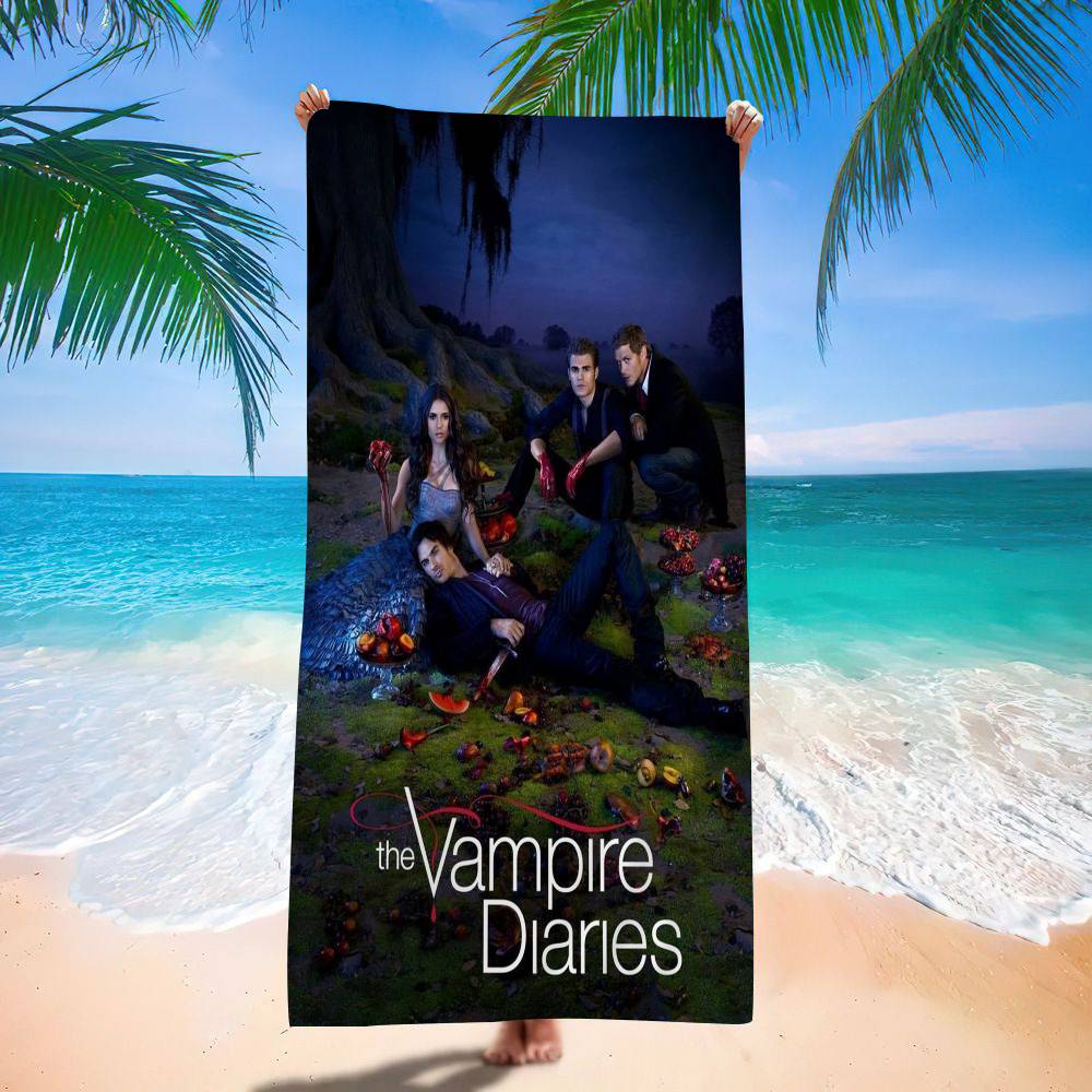 Klassischer Film The Vampire Diaries Mikrofaserdecke Schnelltrocknend Strandtücher Übergröße Druck Super Saugfähig