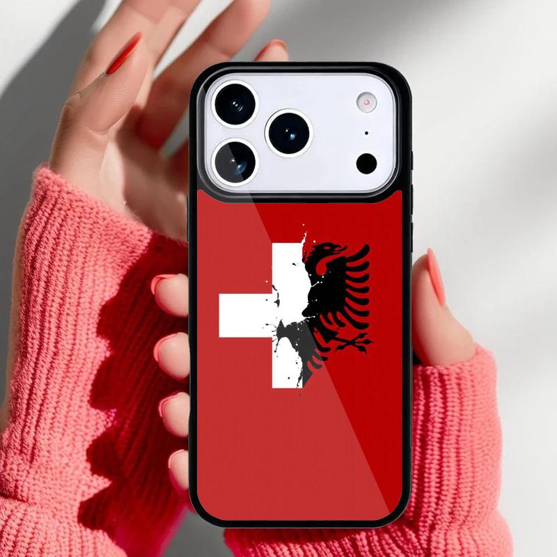 Albanian Flag Eagle Banner Phone Case for iPhone 17 16 15 14 13 Pro Max Back Cover for 12 11 Pro Coque