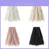 Polyester Spliced Ruffle Hem High Waist Midi Skirt For Casual Wear