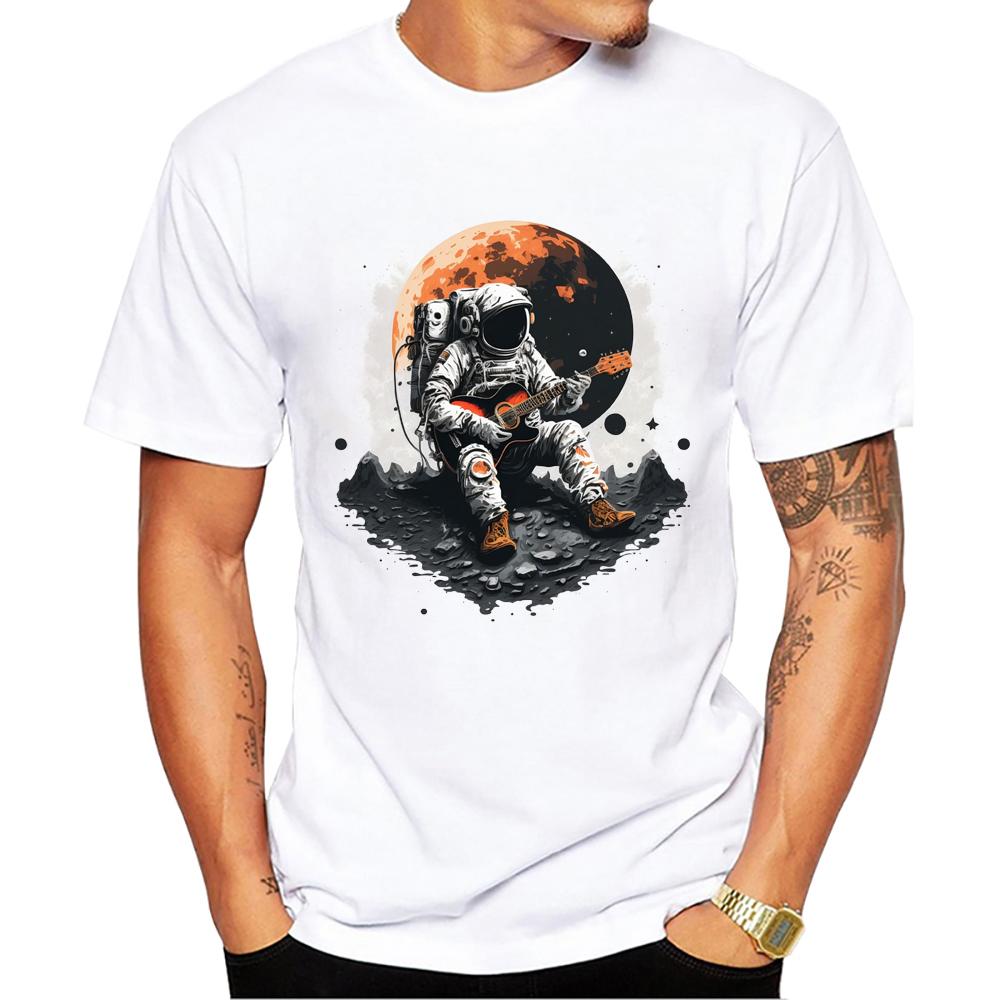TEEHUB Vintage 3D Cat Play Guitar Men T-Shirt Fashion Streetwear Short Sleeve T Shirts Hipster Music Tee Cool Tops