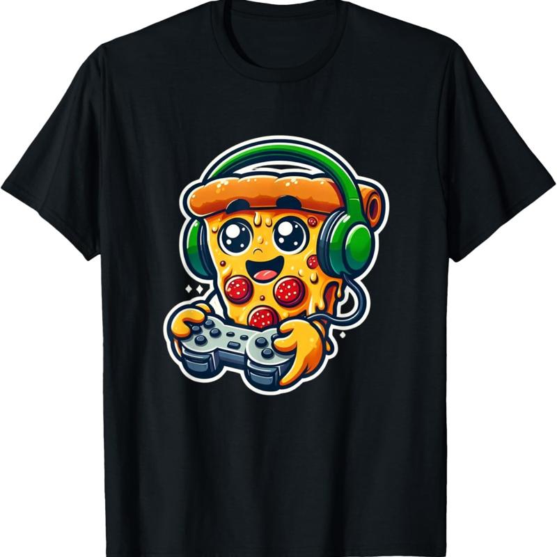 Gamer Pizza Video Gaming Funny Food Men Boys T Shirt - Men s Summer Cotton Graphic Tee S разноцветный