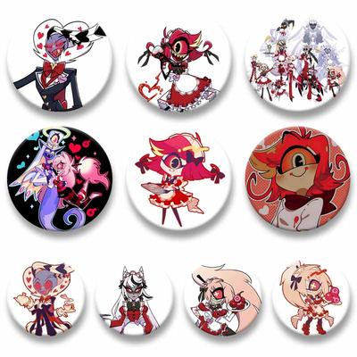 Anime Hazbin Hotel Enamel Pins Alastor Angel Dust Cosplay Badges Cartoon Round Brooches for Backpack Clothing Jewelry Gifts
