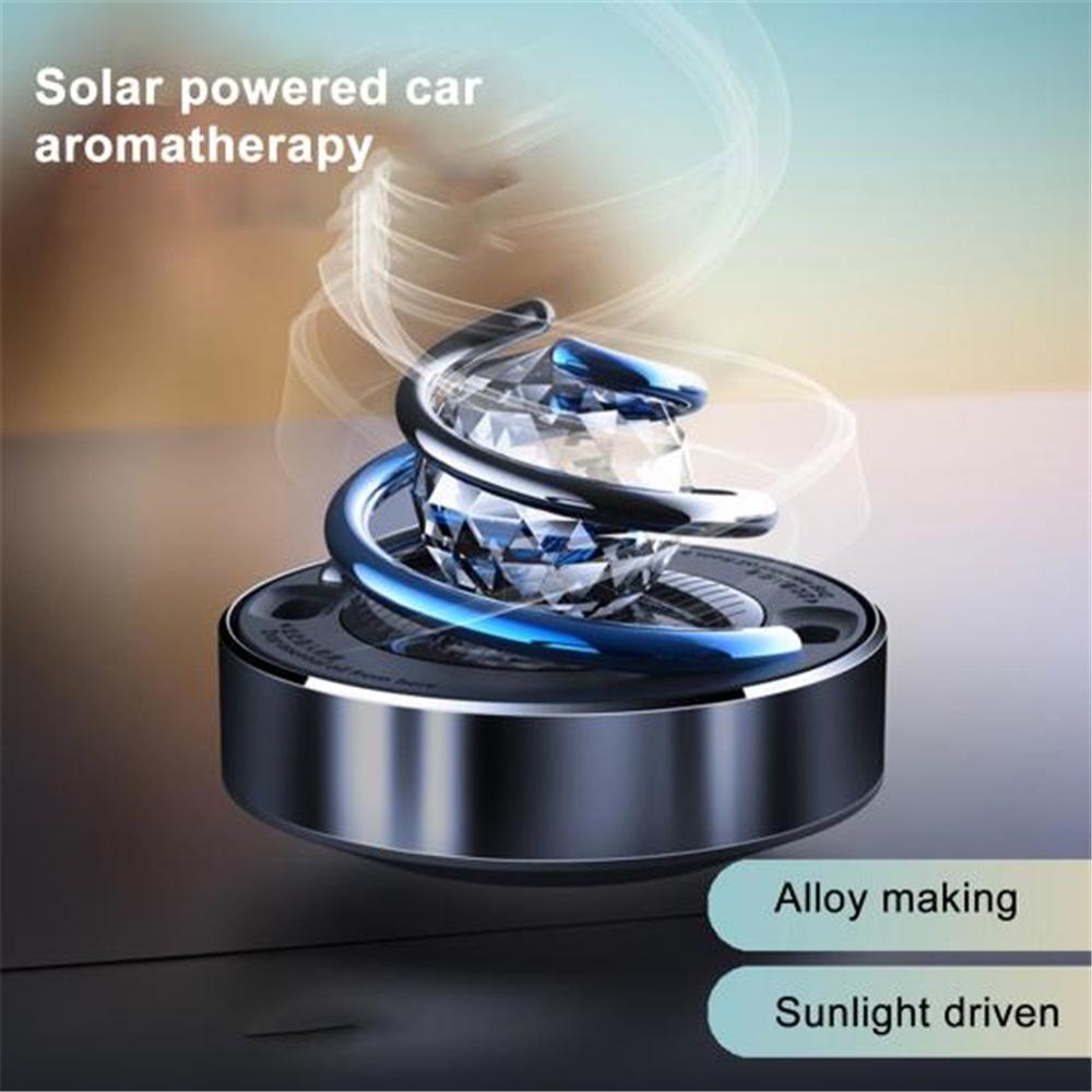 Odświeżacz powietrza do samochodu zasilany energią słoneczną Obrotowa spirala Rhinestone Długotrwały zapach Stop Auto Aromaterapia Dyfuzor Ozdoba Akcesoria do wnętrza samochodu