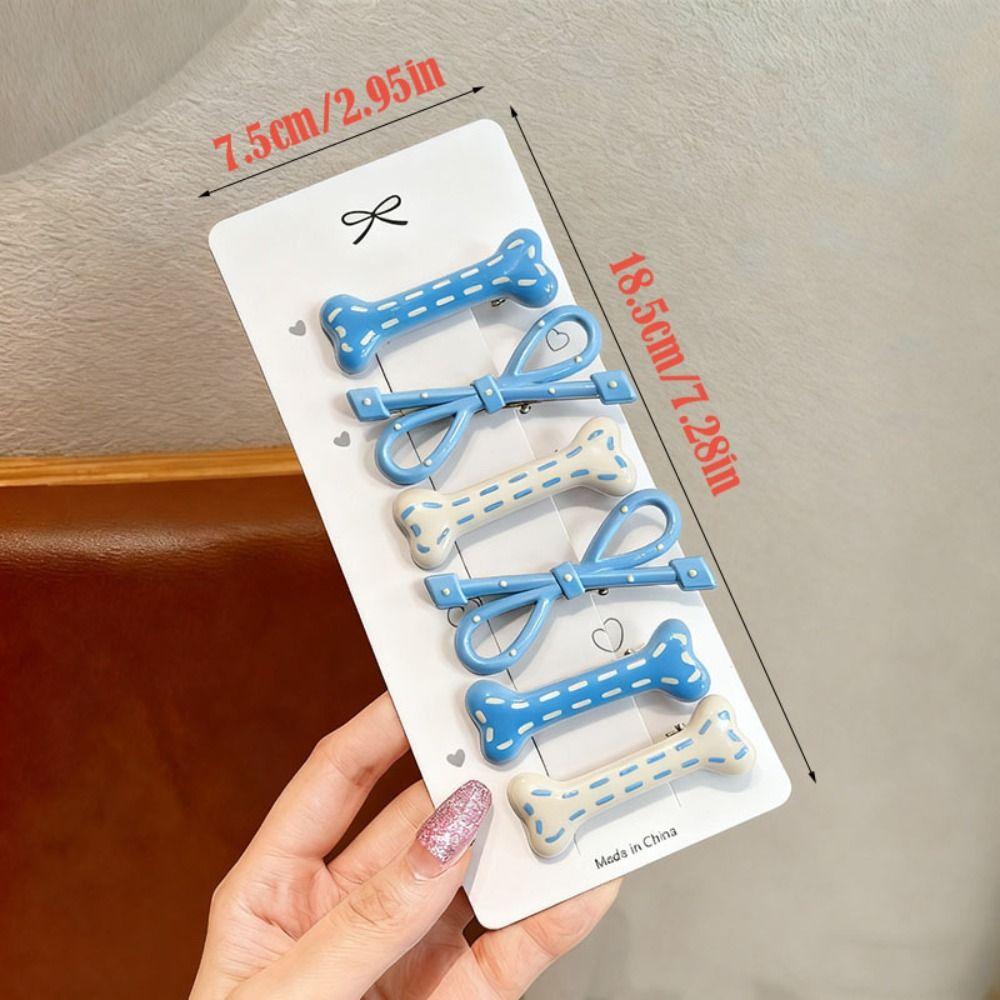 6Pcs/Set Polka Dot Oval Bow Hair Clip Sweet Hairpins Fashion Broken Hair Clip  Hair Accessories