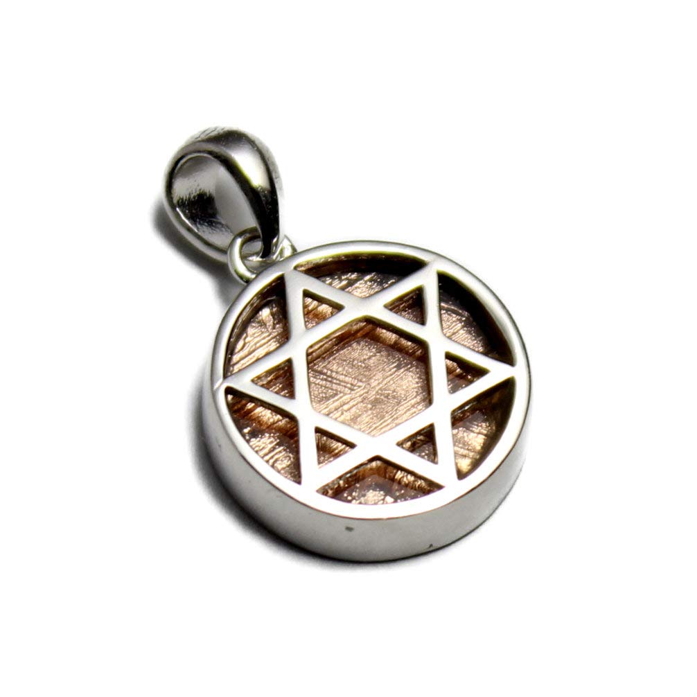 Hexagram, Star of David, Gibeon Meteorite Pendant, Sterling Silver 925, Gold, Women'sMen's