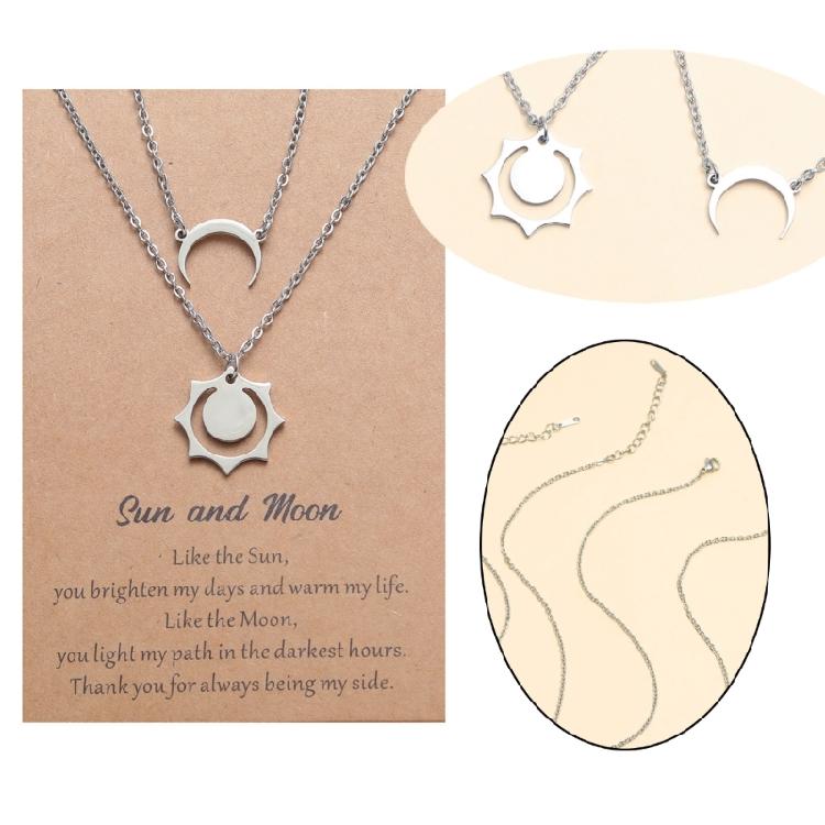 2 Pieces Matching Dainty Clavicle Chain for Women Teen Girl Couple Friendship