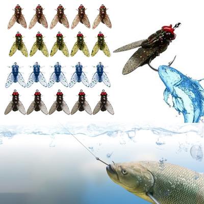 20Pcs 8/12/15MM Bionic Fly Fishing Lure with Sharp Hook Realistic Fly Artificial Bait Freshwater Saltwater Bass Trout Fishing Accessories