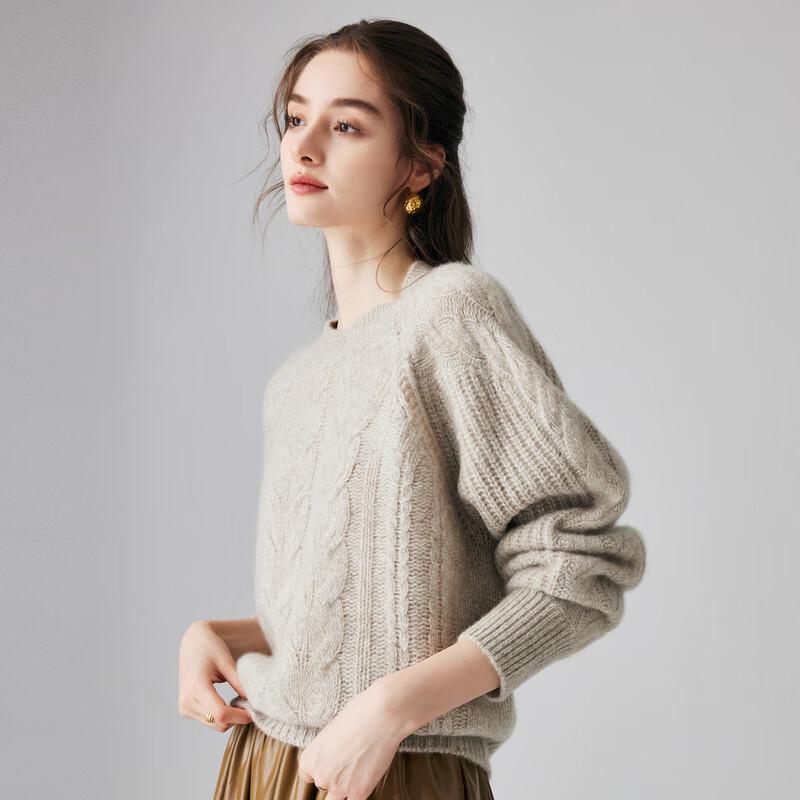 PALUOPO Women s 100 Cashmere Thick Cable Knit Crew Neck Pullover Sweater XL 57834₽