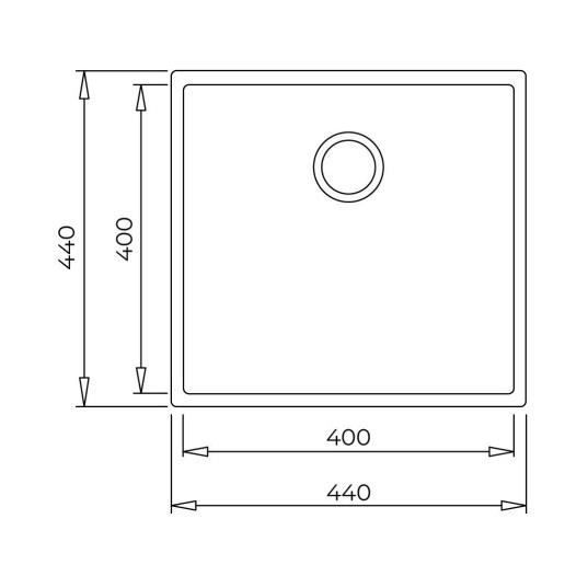Évier - TEKA - Square - 40x40 cm - Tegranite - Noir - 1 bac sous plan