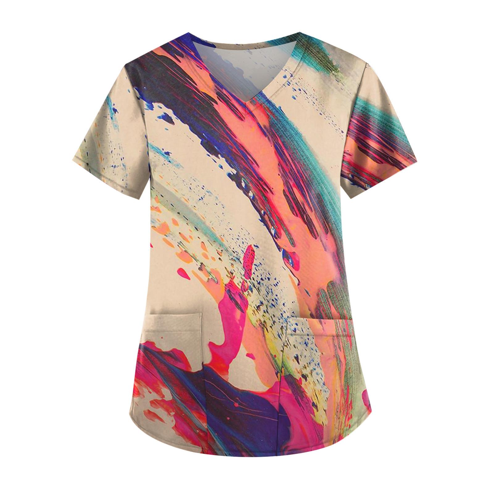 

Женские топы с v-образным вырезом и короткими рукавами с персонализированным принтом, рабочие футболки XXL