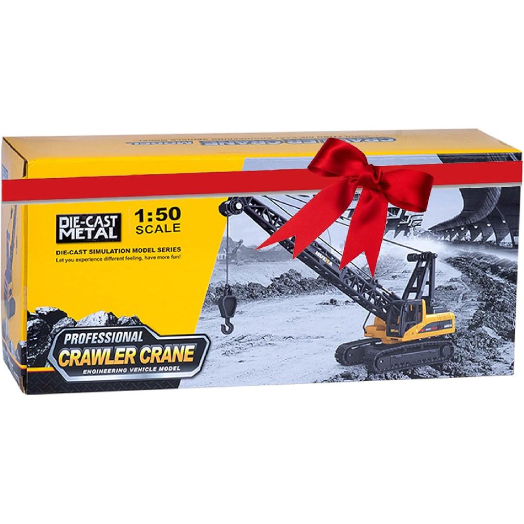 1/50 Heavy Duty Construction Metal Crawler Crane, Truck Crane Vehicle Toys for Kids, Outdoor Sandbox Car Toys, Birthday Gift Toddler Boy Kid