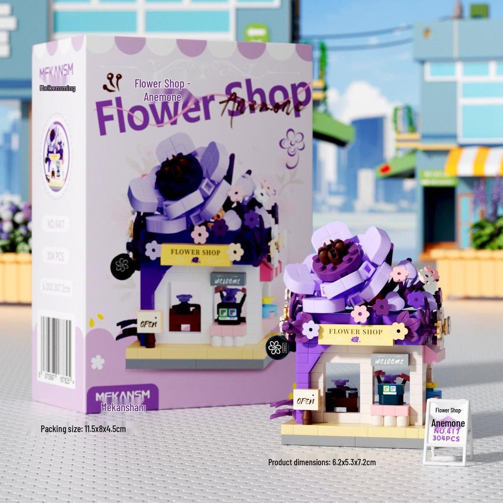 Mekensm Micro-Particle Building Blocks Educational Vending Cart Model Toy for Kids