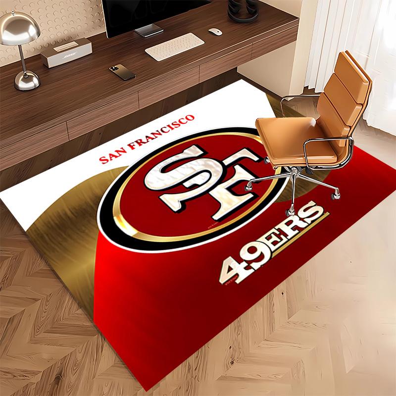 1 Stück San Francisco 49ers LOGO Druck Teppich - Weich, Waschbar, Rutschfest, Indoor-Matte, Wohnzimmer, Home-Office Dekorativer Teppich, Büro Dekorativ